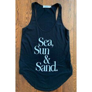 Chrldr Size XS Womens New Black Printed Tank Sea Sun Sand Beach Vacay Holiday